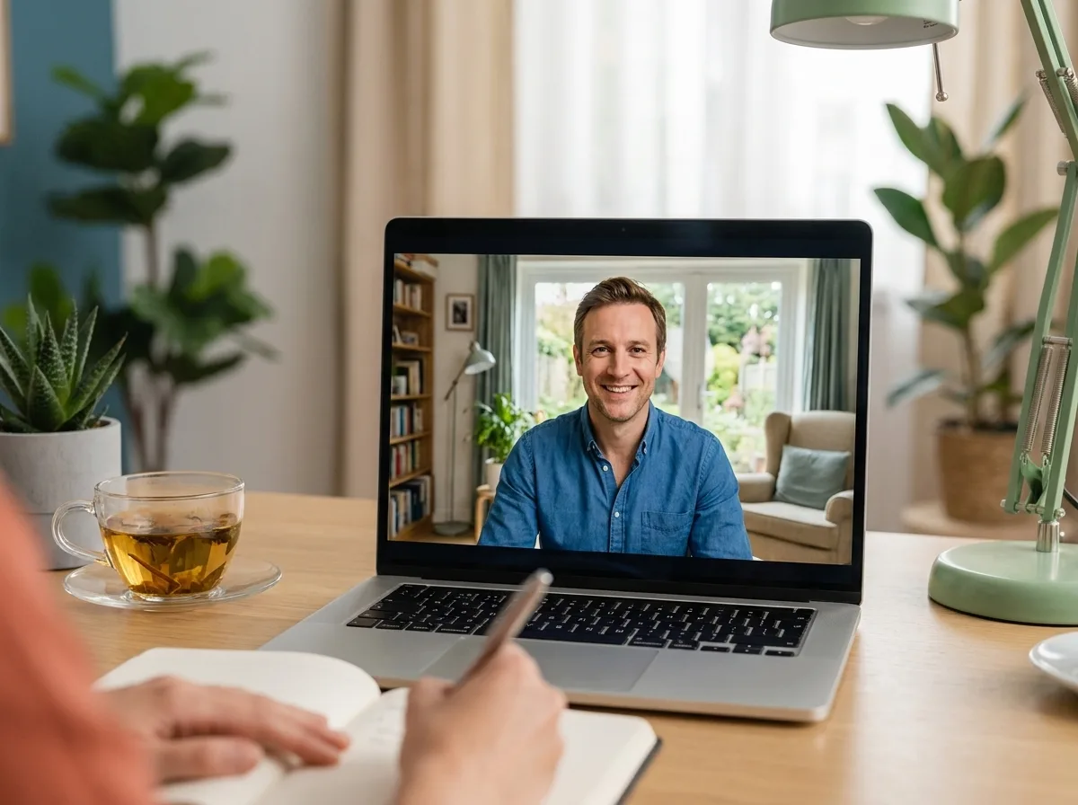 Patient meeting virtually with a male Functional Health provider